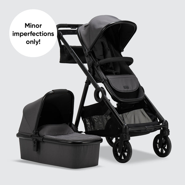 Near Perfect Leo Single to Double Pram | Grey + Black