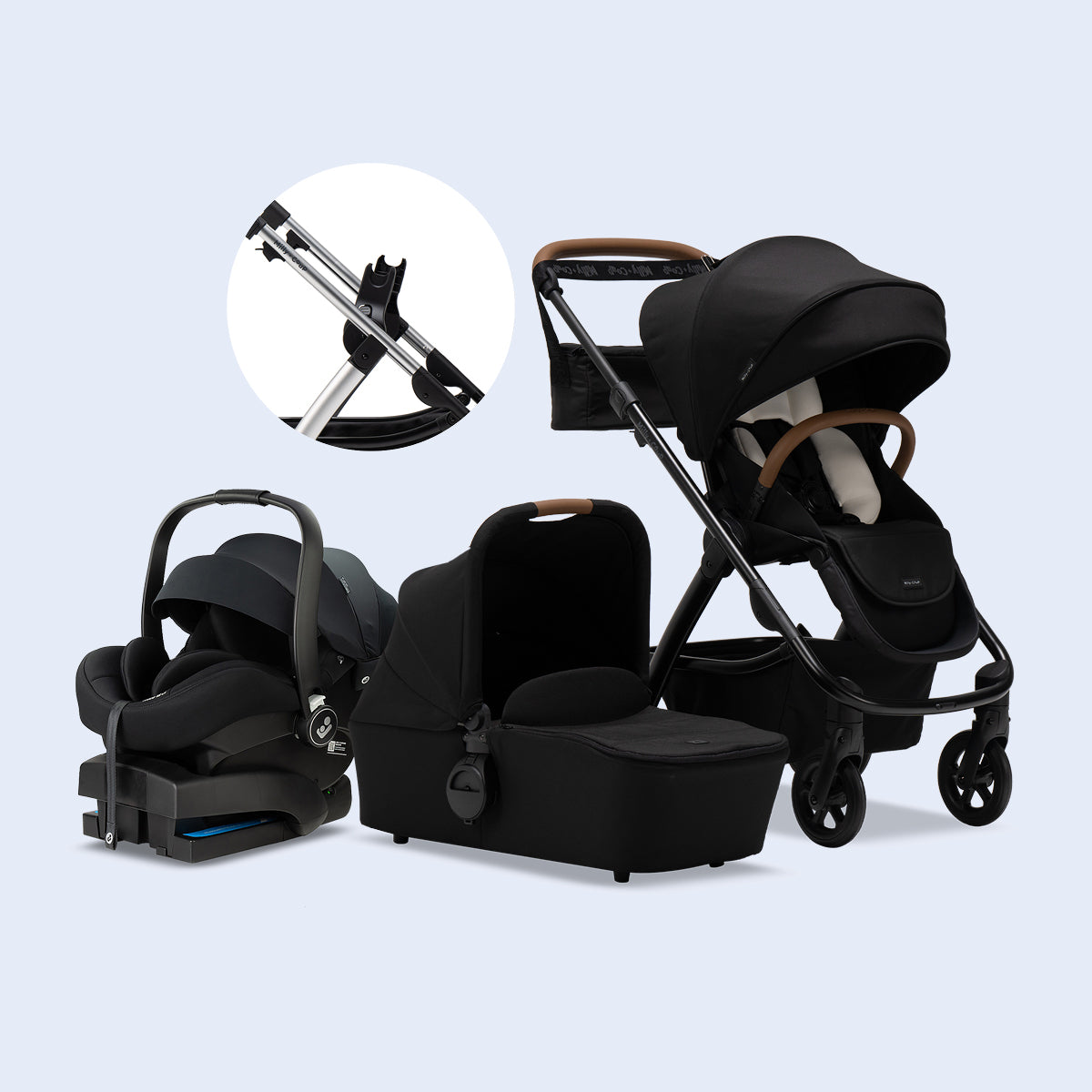 Double pram compatible with maxi cosi capsule best sale