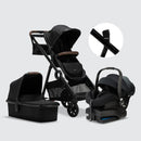 Leo Single to Double Pram | Black + Brown