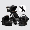 Leo Single to Double Pram | Black + Gold
