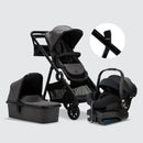 Leo Single to Double Pram | Grey + Black